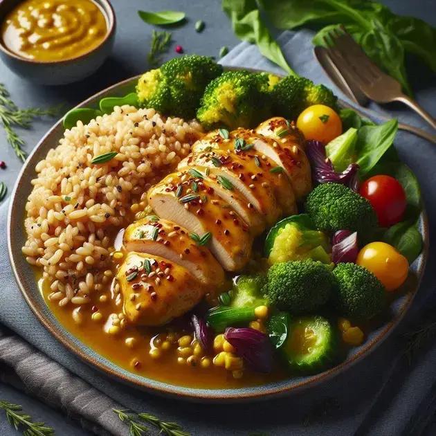 Frango ao Molho de Mostarda com Arroz Integral - 400 kcal