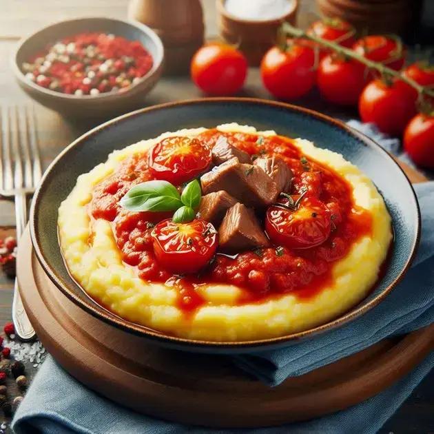 Polenta Cremosa com Molho de Tomate e Carne Magra - 360 kcal