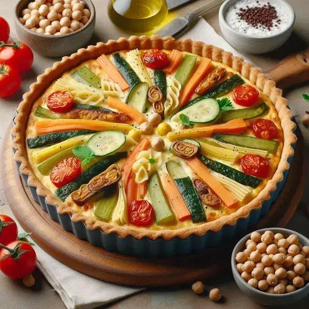 Quiche de Legumes com Massa de Grão-de-Bico - 340 kcal