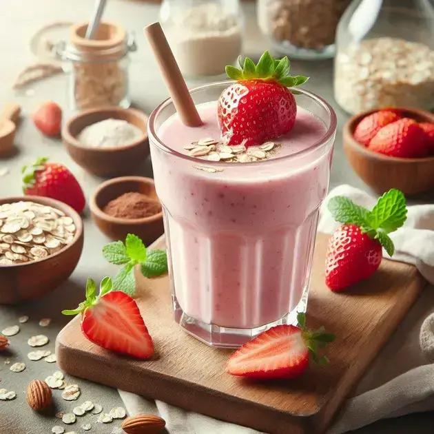 Shake de Morango com Whey Protein e Aveia - 250 kcal