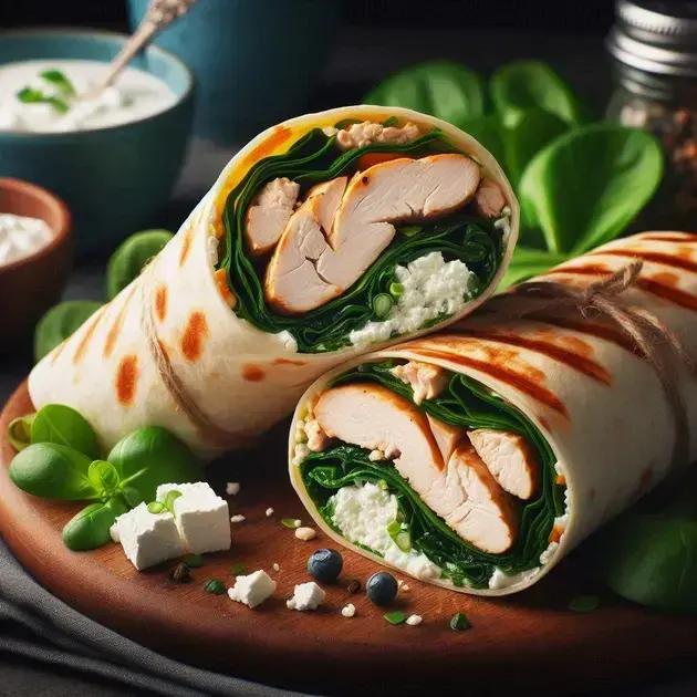 Wrap de Frango com Espinafre e Requeijão Light - 250 kcal