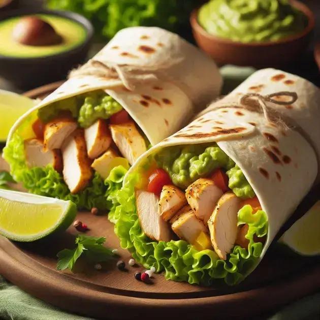 Wrap de Frango com Guacamole e Alface – 290 kcal